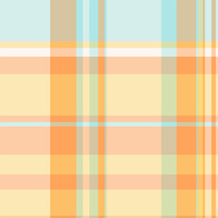 Geometric texture check tartan, oriental background seamless plaid. Softness textile fabric vector pattern in orange and light colors.