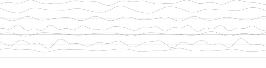 Abstract waveform lines on white background art design.