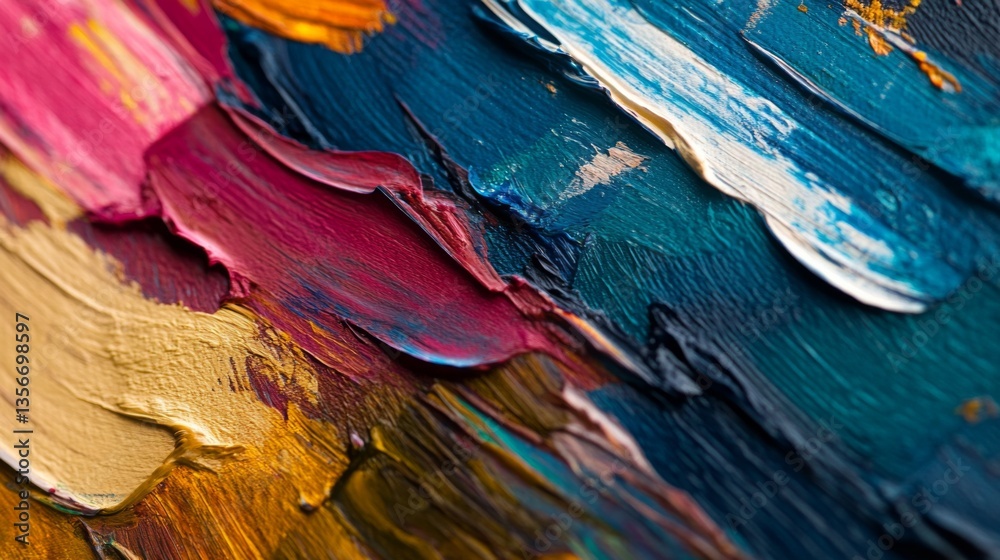 Aufkleber a close-up of an abstract background with textured brush strokes and layered colors, giving a painte