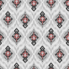 Geometric ethnic oriental ikat pattern traditional Design for background, carpet, wallpaper, clothing, wrapping, Batik, fabric, Vector illustration. embroidery style.seamless ikat pattern traditional 