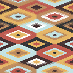 Ikat geometric folklore ornament with diamonds. Tribal ethnic vector texture. Seamless striped pattern in Aztec style. Folk embroidery. Indian, Scandinavian, Gypsy, Mexican, African rug.seamless