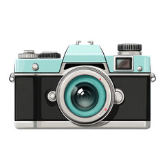 Vintage Teal Camera Photography Nostalgia Retro isolated on transparent background