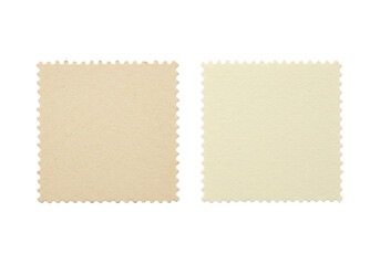 Square vintage postage stamps with perforated edges isolated on transparent background