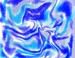 Fototapeta premium Abstract digital painting with dynamic blue, white, and gray swirls, creating a fluid and energetic composition. Ideal for backgrounds and artistic designs.