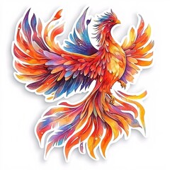 Fototapeta premium A stunning watercolor depiction of a graceful phoenix soaring through the sky