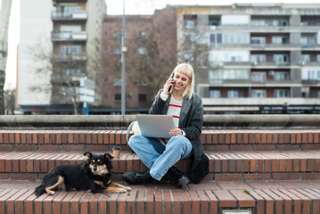 Design professional. Young freelance business woman, computer software developer, web designer,...