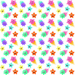 Seamless Pattern with Astronauts, Stars, and Comets – Cute Space Illustration. Perfect for children's projects, space-themed designs, fabrics, wallpapers, gift wrapping, and more.