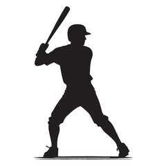 Obraz premium Full Swing Baseball Player silhouette, capturing the motion of power - Baseball illustration - Minimalist Baseball vector - Game-changing hit