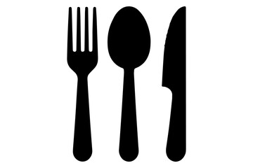Fork, knife, plate and spoon icon silhouette vector illustration
