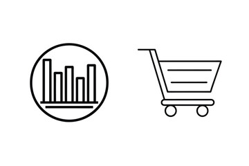 Ecommerce Sales Analytics Bar Chart and Shopping Cart Icon