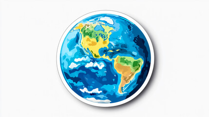 Fototapeta premium Watercolor Earth, clipart style, white background