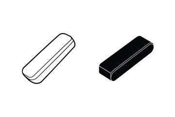 Isometric View Line Drawing and Solid Black Pencil Case