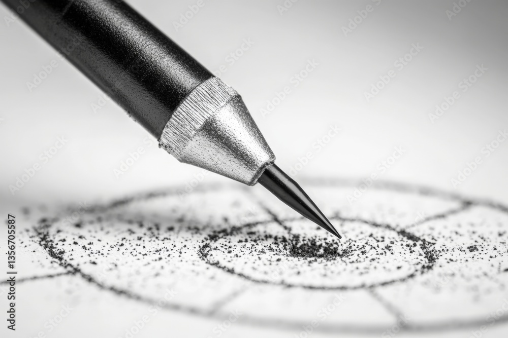Poster Drawing a precise outline with a pencil on smooth paper during a creative session in a well-lit studio