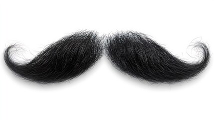 Black handlebar mustache isolated on white.