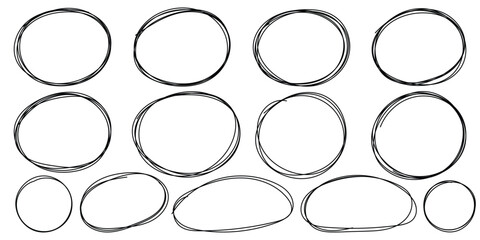 Hand drawn circle line sketch set. Vector circular scribble doodle round circles for message note mark design element. Doodle round circles for message note mark design element. Free pencil round line