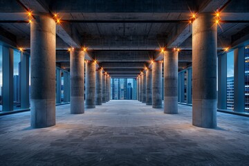Interior View of Under Construction Building with Industrial Elements