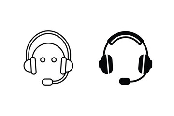 Headset Icons Support, Communication, Call Center, Audio, Technology