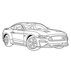 Fototapeta premium black car isolated on white coloring page 