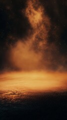 Obraz premium Orange Smoke and Particles Over Dark Surface