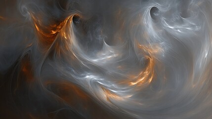 Obraz premium Abstract swirling smoke, orange and grey.