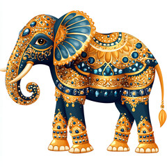 Obraz premium Ornate Royal Elephant Illustration with Gold and Jewel Details