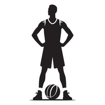 Sharp-Shooting Basketball Player silhouette, draining a three-pointer - Basketball illustration - Minimalist Basketball vector - Pure accuracy

