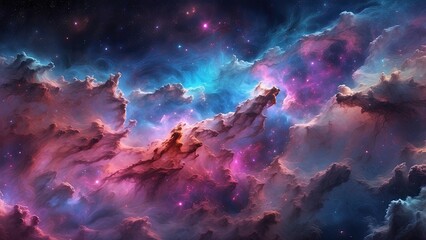 A vibrant and colorful depiction of a celestial nebula