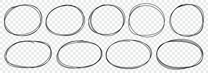 Hand drawn circle line sketch set. Vector circular scribble doodle round circles for message note mark design element. Doodle round circles for message note mark design element. Free pencil round line
