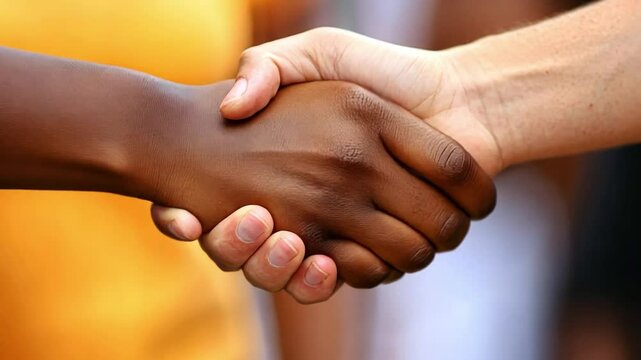 A partnership teamwork moment captured with colleagues shaking hands after a deal.