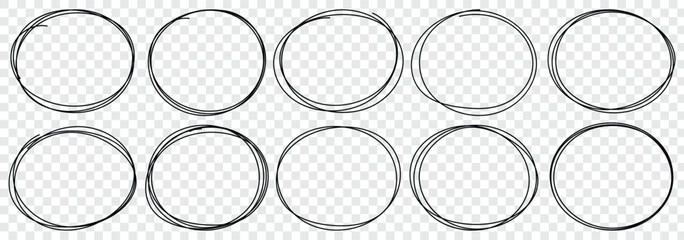 Hand drawn circle line sketch set. Vector circular scribble doodle round circles for message note mark design element. Doodle round circles for message note mark design element. Free pencil round line