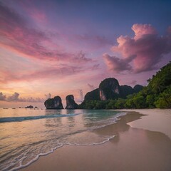 tropical beach at sunset