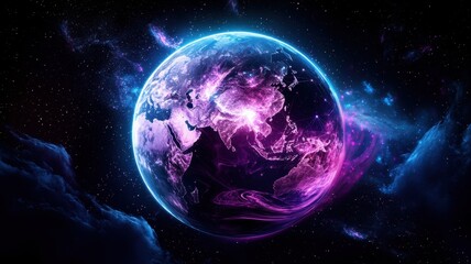 Fototapeta premium abstract holographic world globe with many connection points symbolizing and media social life for business wallpaper background