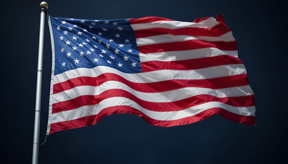 The US flag is fluttering.