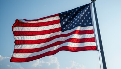 Obraz premium The US flag is fluttering.