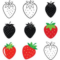 Simple Strawberry Illustrations in Various Styles