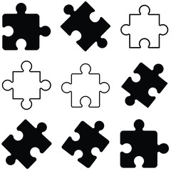 Fototapeta premium Simple Black and White Jigsaw Puzzle Pieces