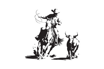 cowboy Black and White Vector