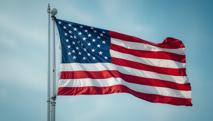 Fototapeta premium The US flag is fluttering.