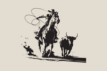 cowboy Black and White Vector