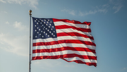 Fototapeta premium The US flag is fluttering.
