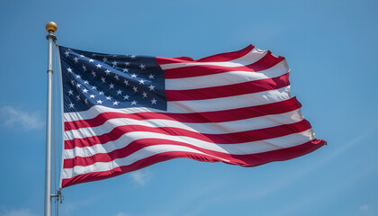Obraz premium The US flag is fluttering.
