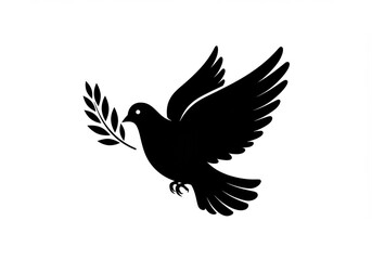 Obraz premium A black silhouette of a dove in flight clutching