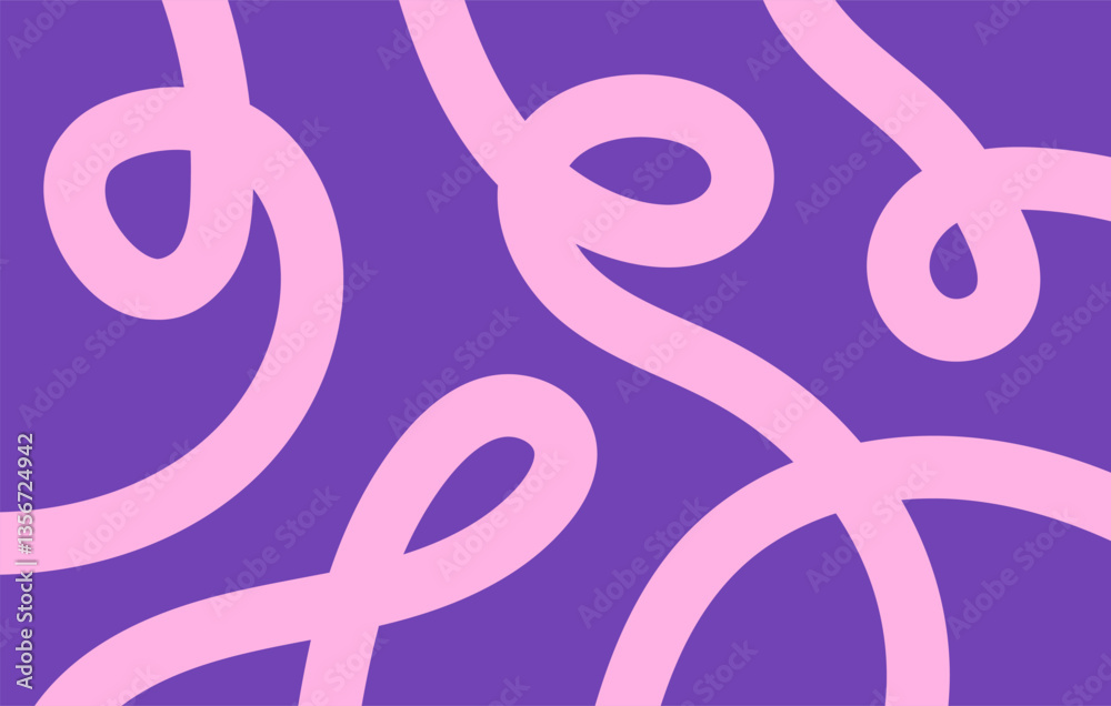 Aufkleber Abstract horizontal  background with dynamic linear waves. Trendy vector illustration in style retro 60s, 70s. Pink and purple colors