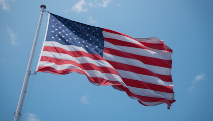 Obraz premium The US flag is fluttering.