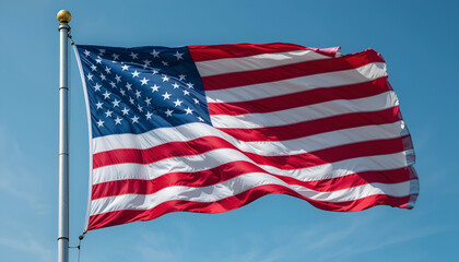 The US flag is fluttering.