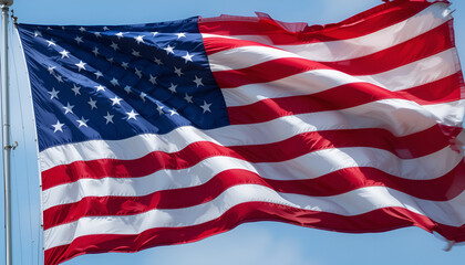 Obraz premium The US flag is fluttering.