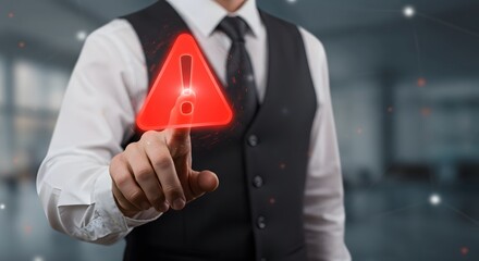 Cybersecurity Alert Systems, Digital Warning Signs, Futuristic Risk Management, Technological Hazard Detection, Virtual Security Threats.
