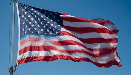 Obraz premium The US flag is fluttering.