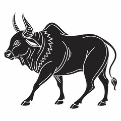 zebu black silhouette icon vector