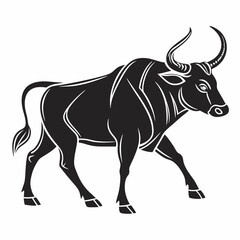 zebu black silhouette icon vector